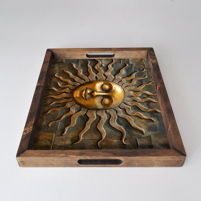 Aberto Design REF025 Bandeja de Madera Maciza para el Hogar, Impresión UV sobre MDF, 48 x 38 x 4 cm